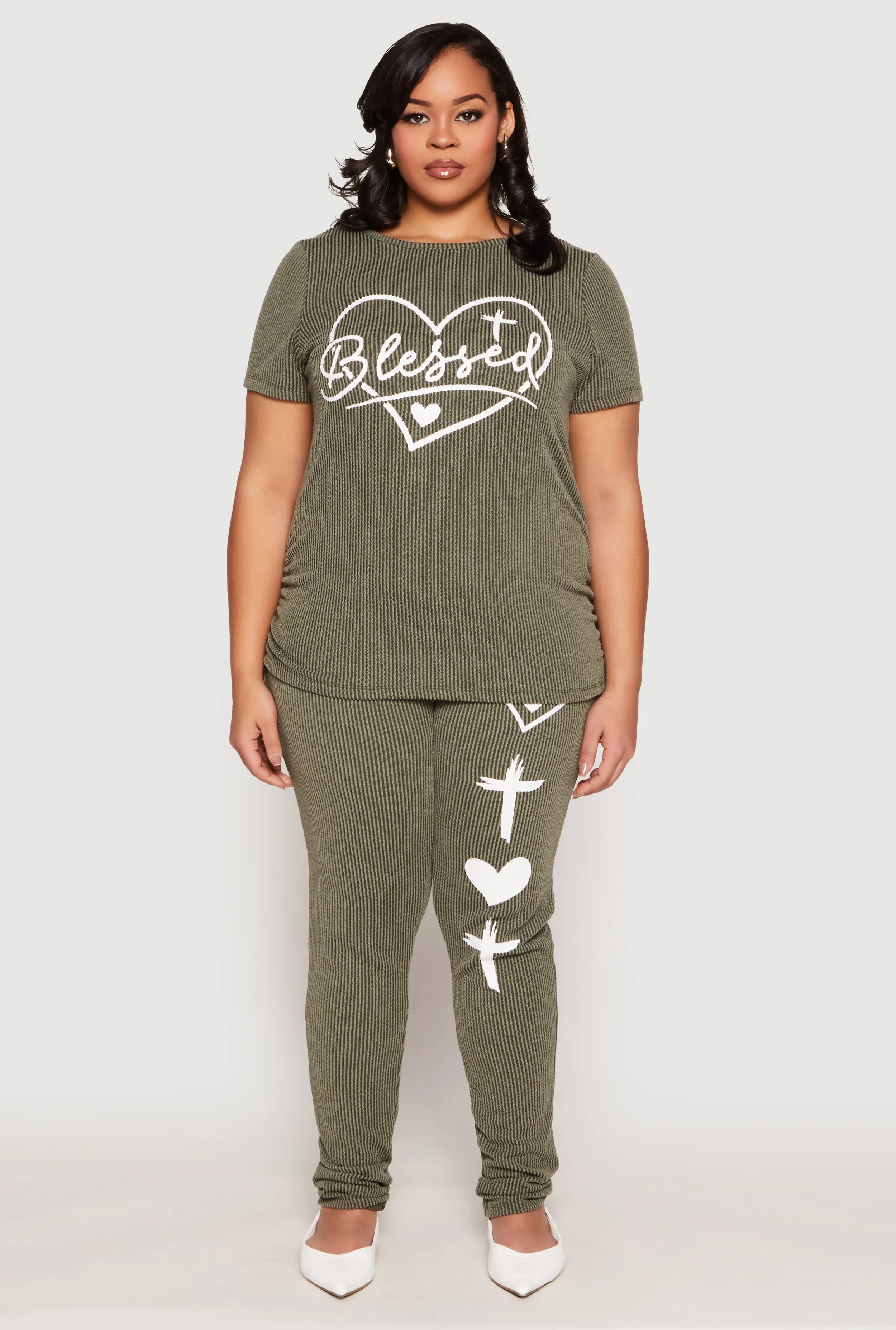 Plus Size Blessed Rib Knit Graphic Tee sold by Rainbow product image thumbnail 2