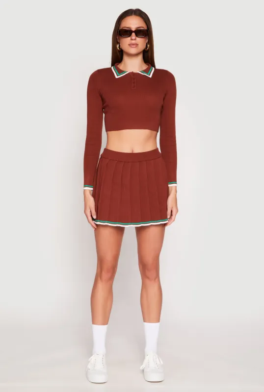 Daisy Knit Varsity Stripe Pleated Skort sold by Rainbow