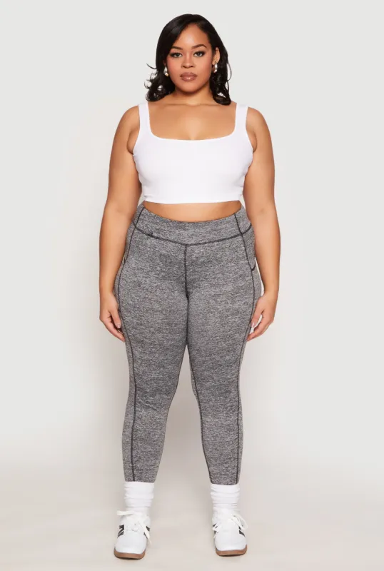 Plus Size Side Pocket High Waist Active Leggings sold by Rainbow