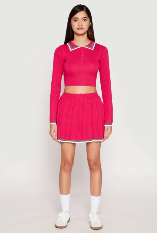 Daisy Knit Varsity Stripe Pleated Skort sold by Rainbow