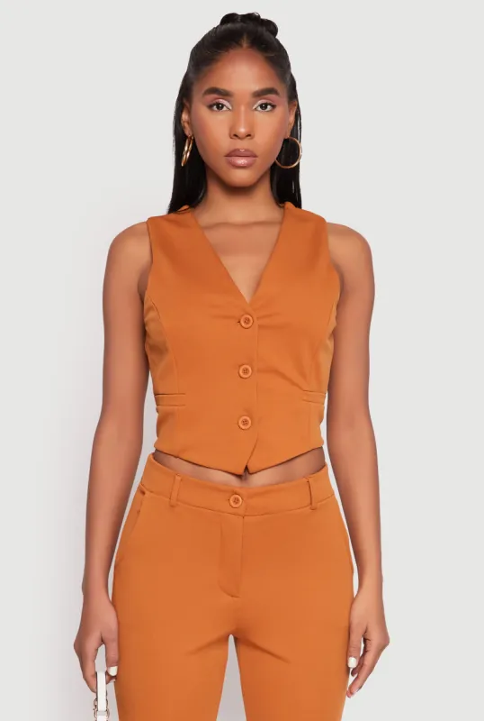 Iris Button Front Cropped Blazer Vest sold by Rainbow