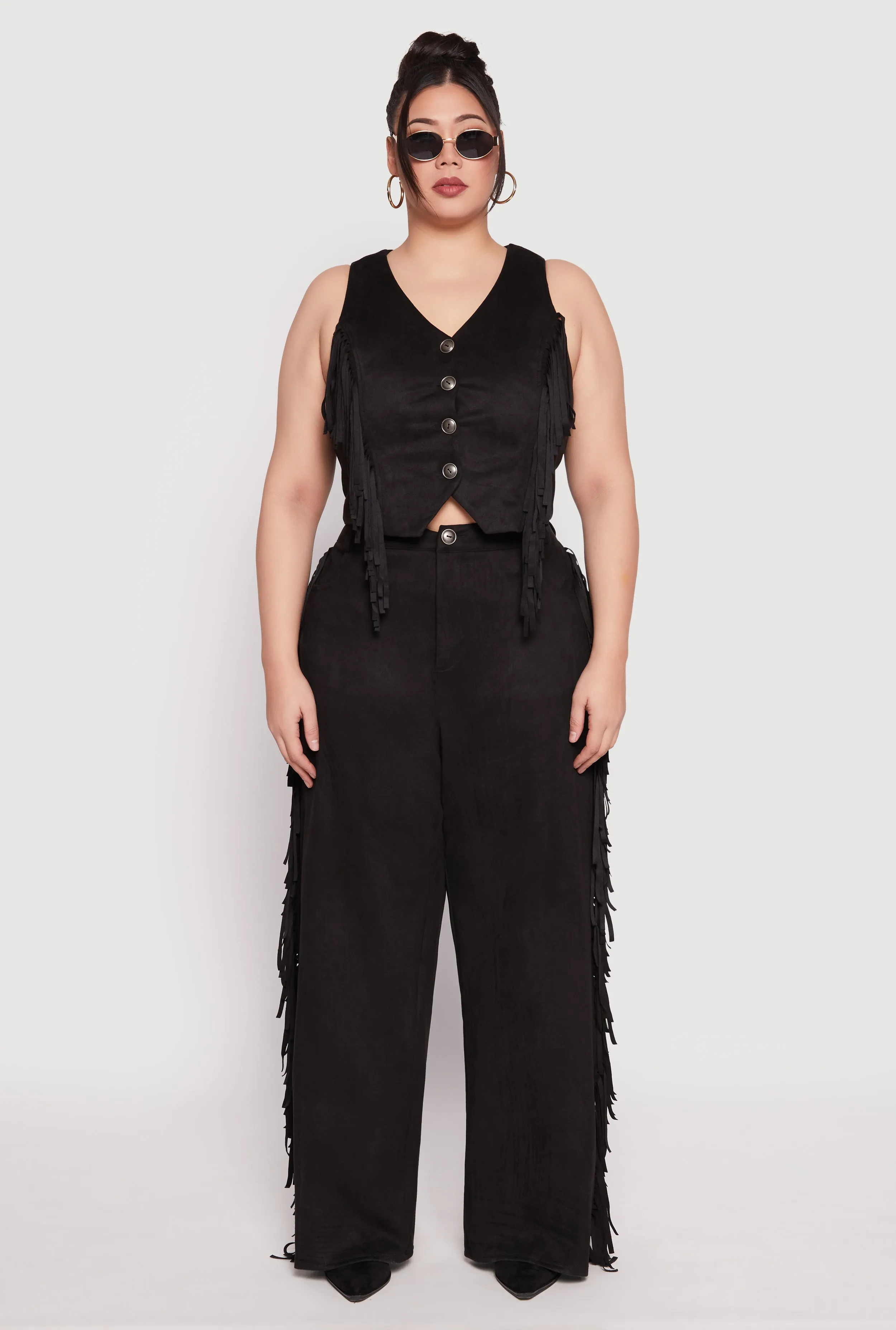 Plus Size Faux Suede Fringe Vest sold by Rainbow product image thumbnail 2