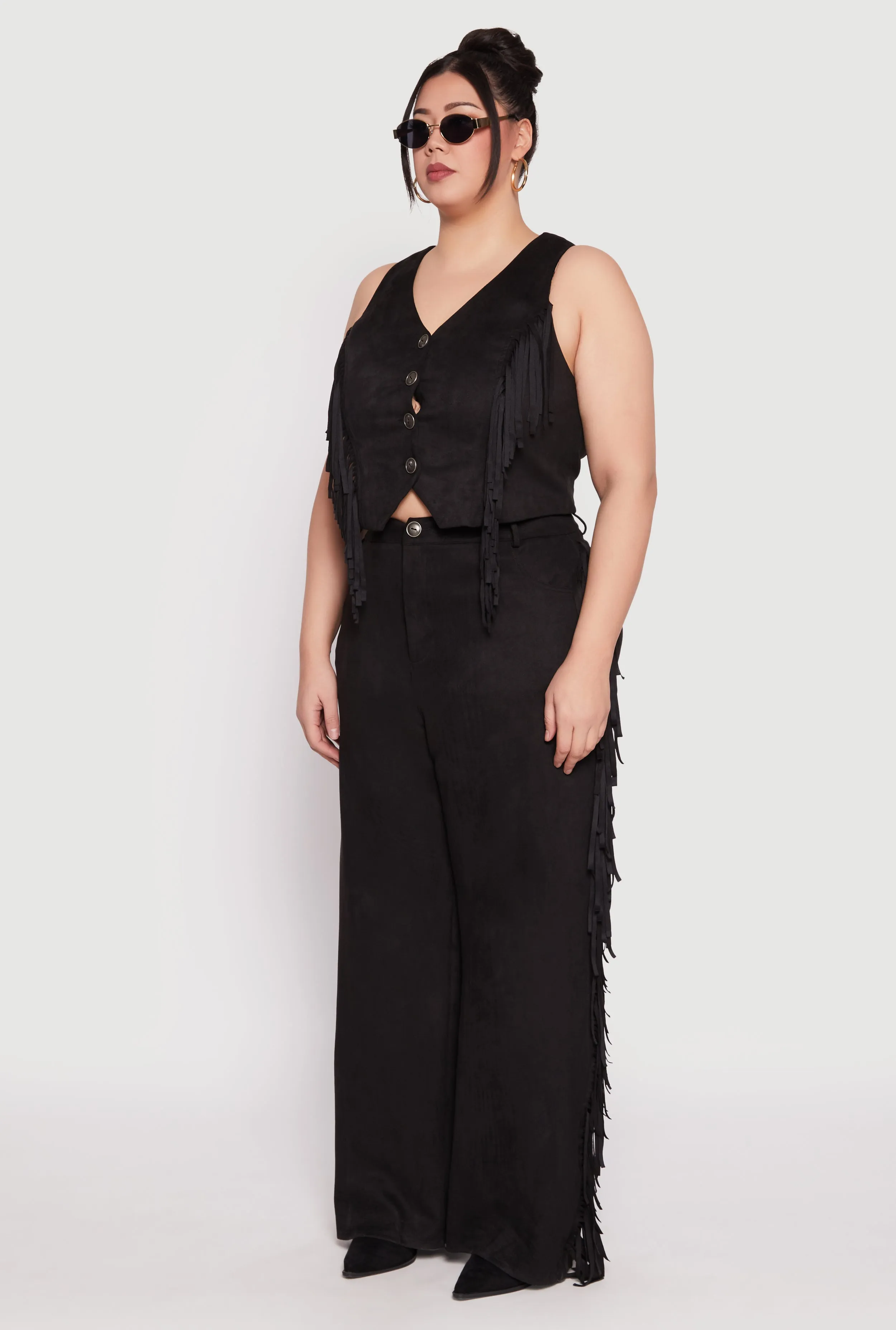 Plus Size Faux Suede Fringe Vest sold by Rainbow product image thumbnail 3