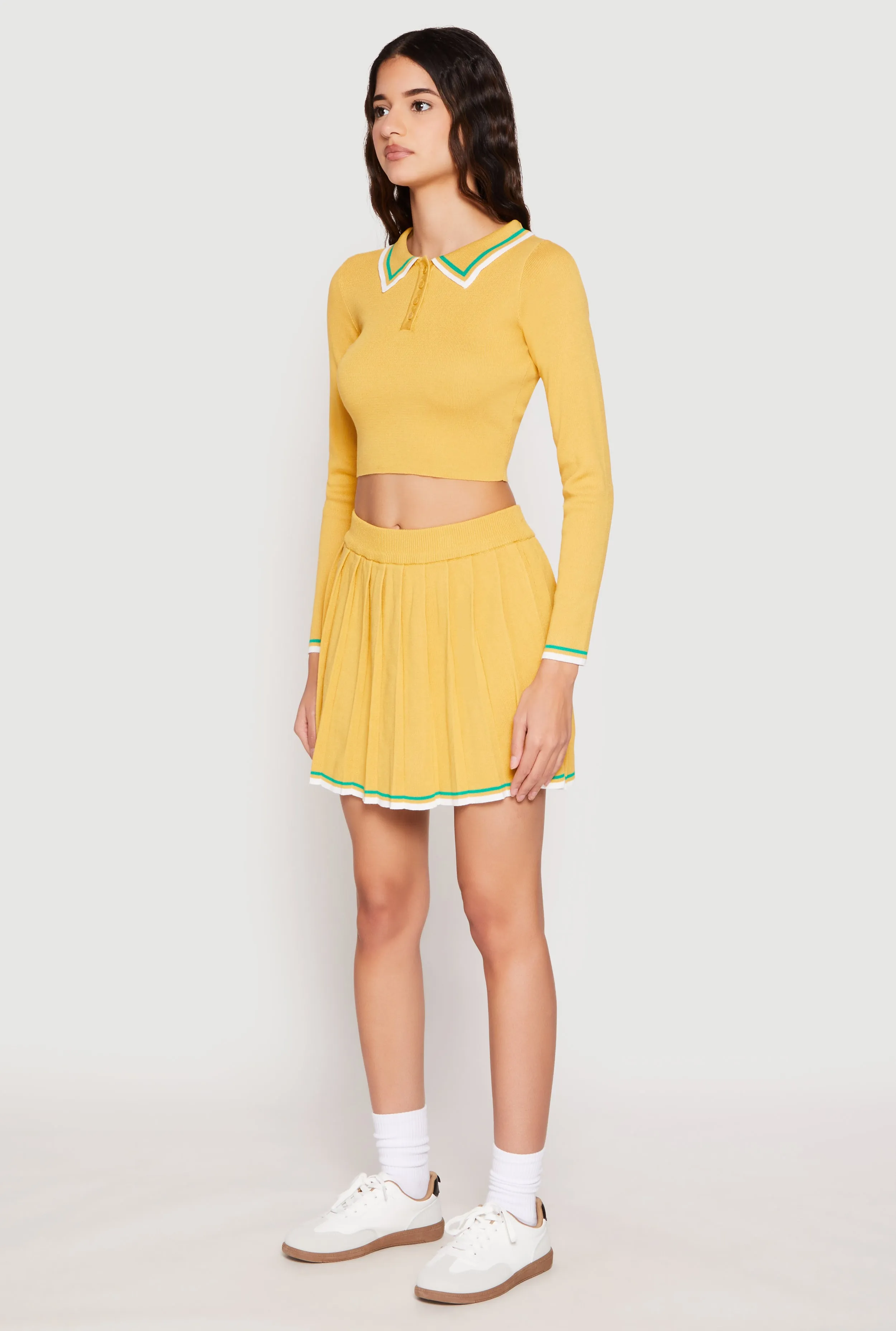 Daisy Varsity Stripe Cropped Polo Shirt sold by Rainbow product image thumbnail 3