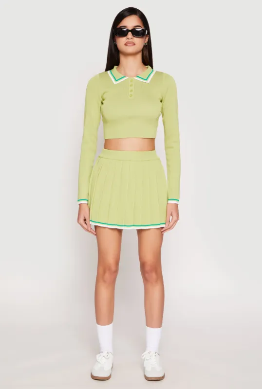 Daisy Knit Varsity Stripe Pleated Skort sold by Rainbow