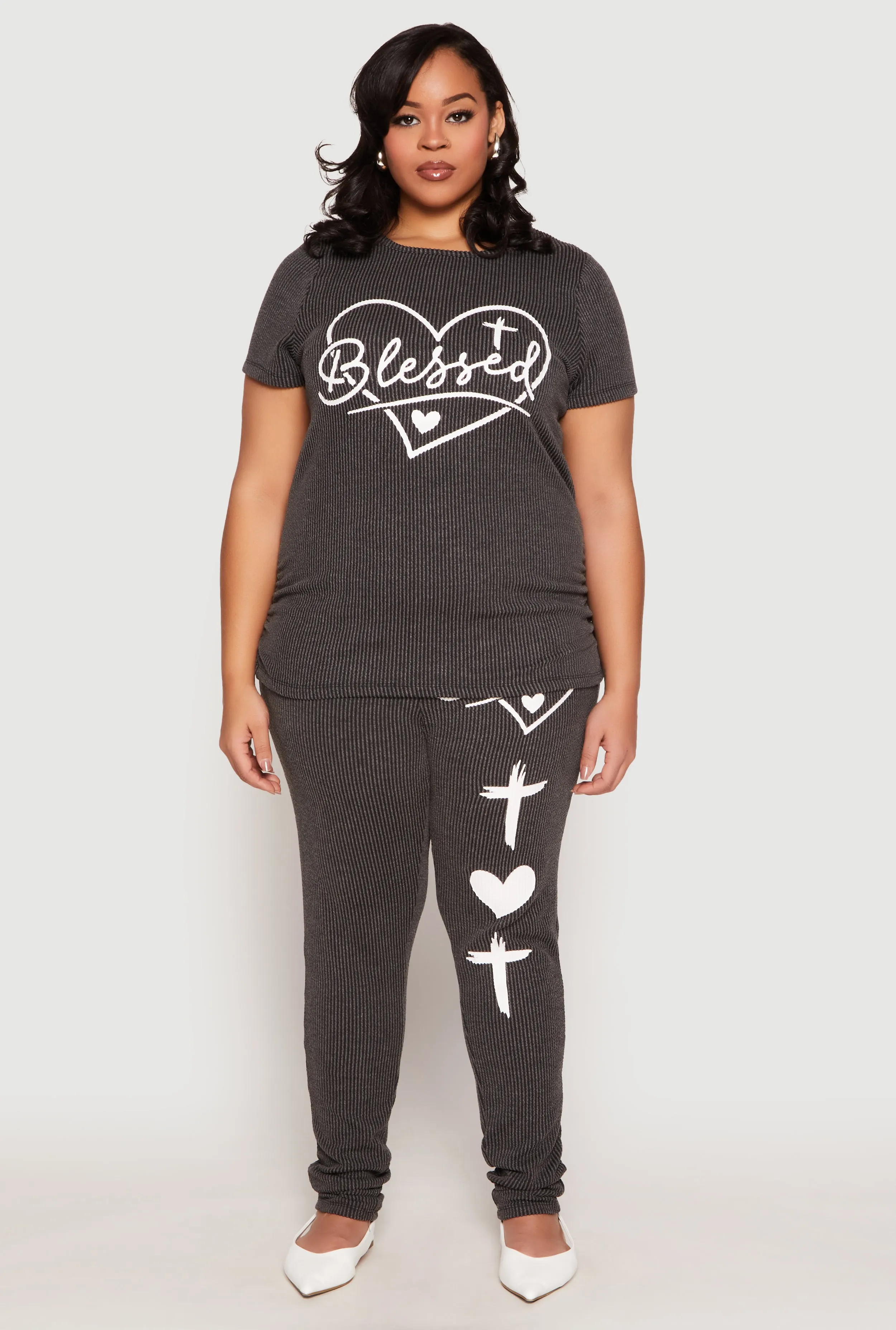 Plus Size Blessed Rib Knit Graphic Tee sold by Rainbow product image thumbnail 2