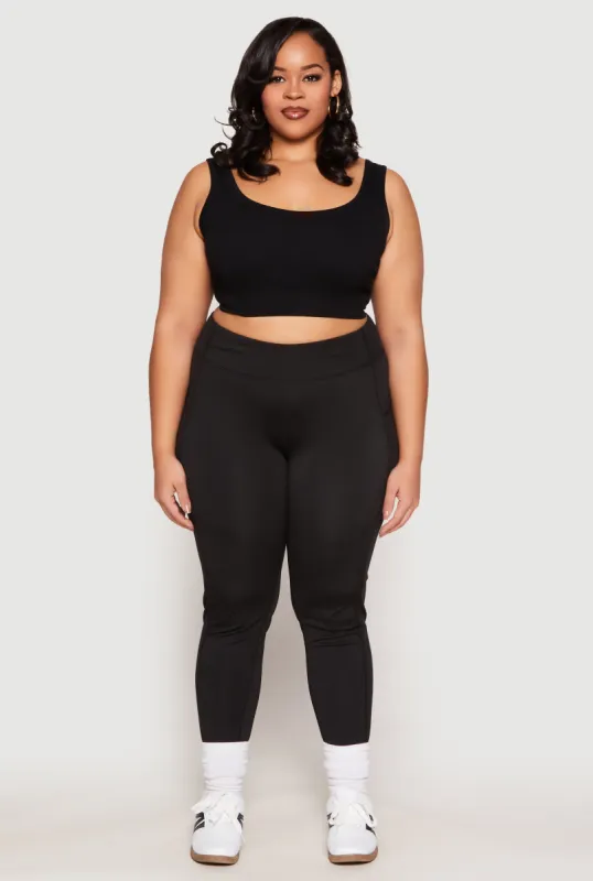 Plus Size Side Pocket High Waist Active Leggings sold by Rainbow