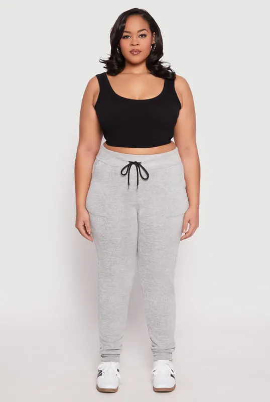 Plus Size Brushed Knit High Waisted Joggers sold by Rainbow