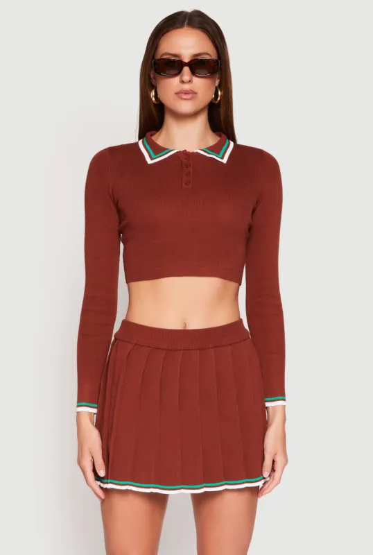 Daisy Varsity Stripe Cropped Polo Shirt sold by Rainbow