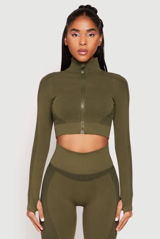 Compression Rib Mock Neck Track Jacket sold by Rainbow