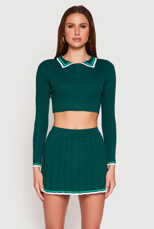 Daisy Varsity Stripe Cropped Polo Shirt sold by Rainbow