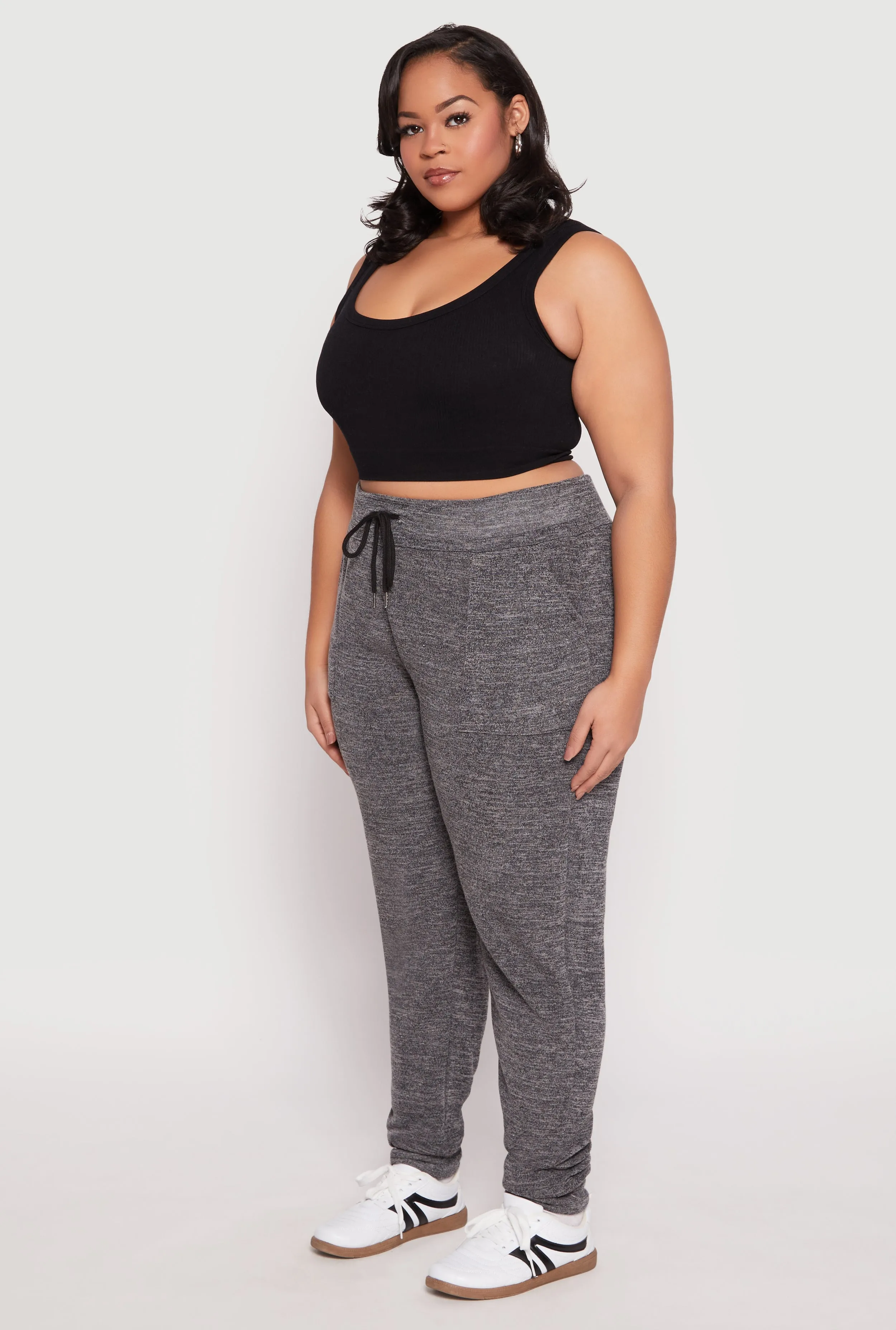 Plus Size Brushed Knit High Waisted Joggers sold by Rainbow product image thumbnail 2