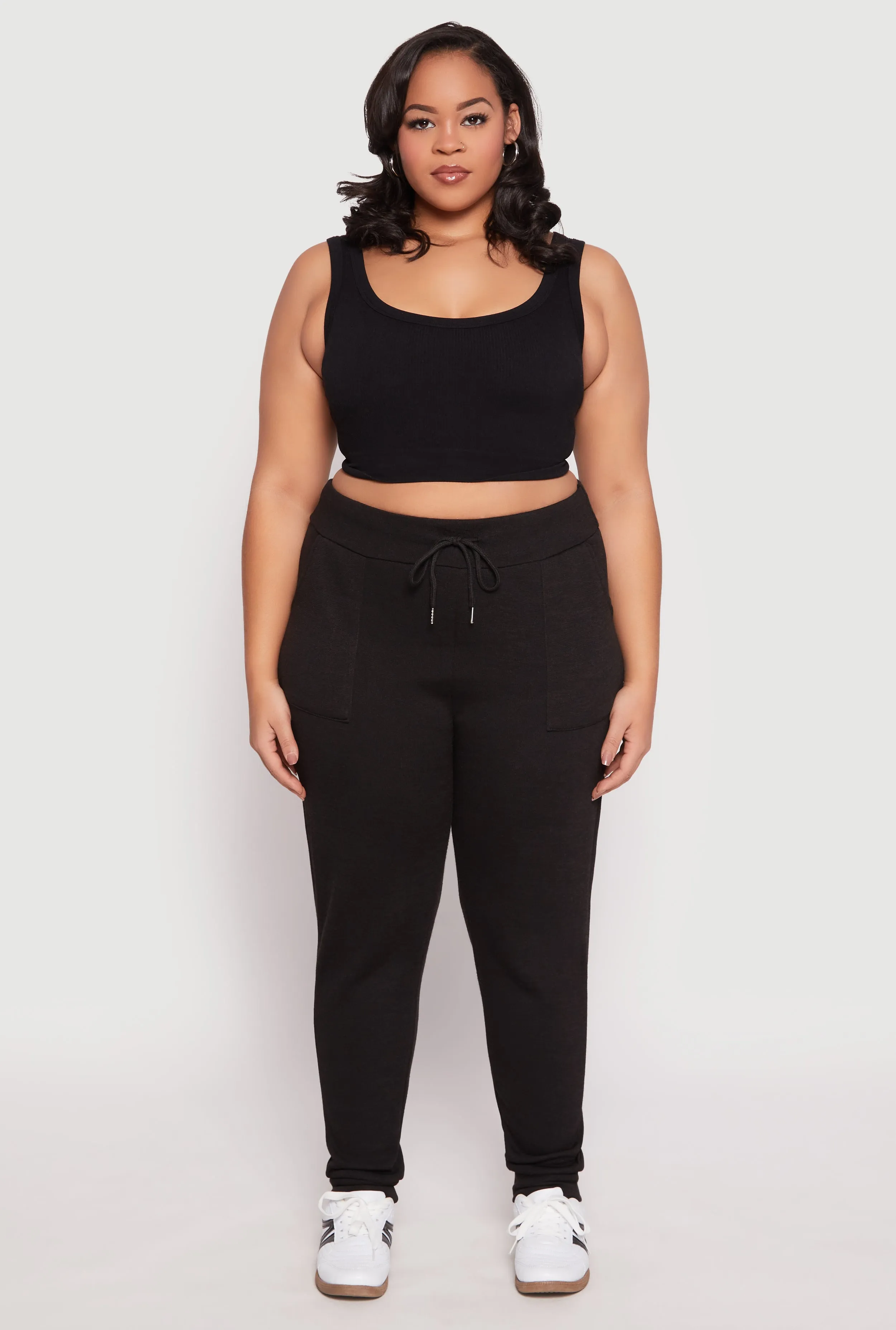 Plus Size Brushed Knit High Waisted Joggers sold by Rainbow