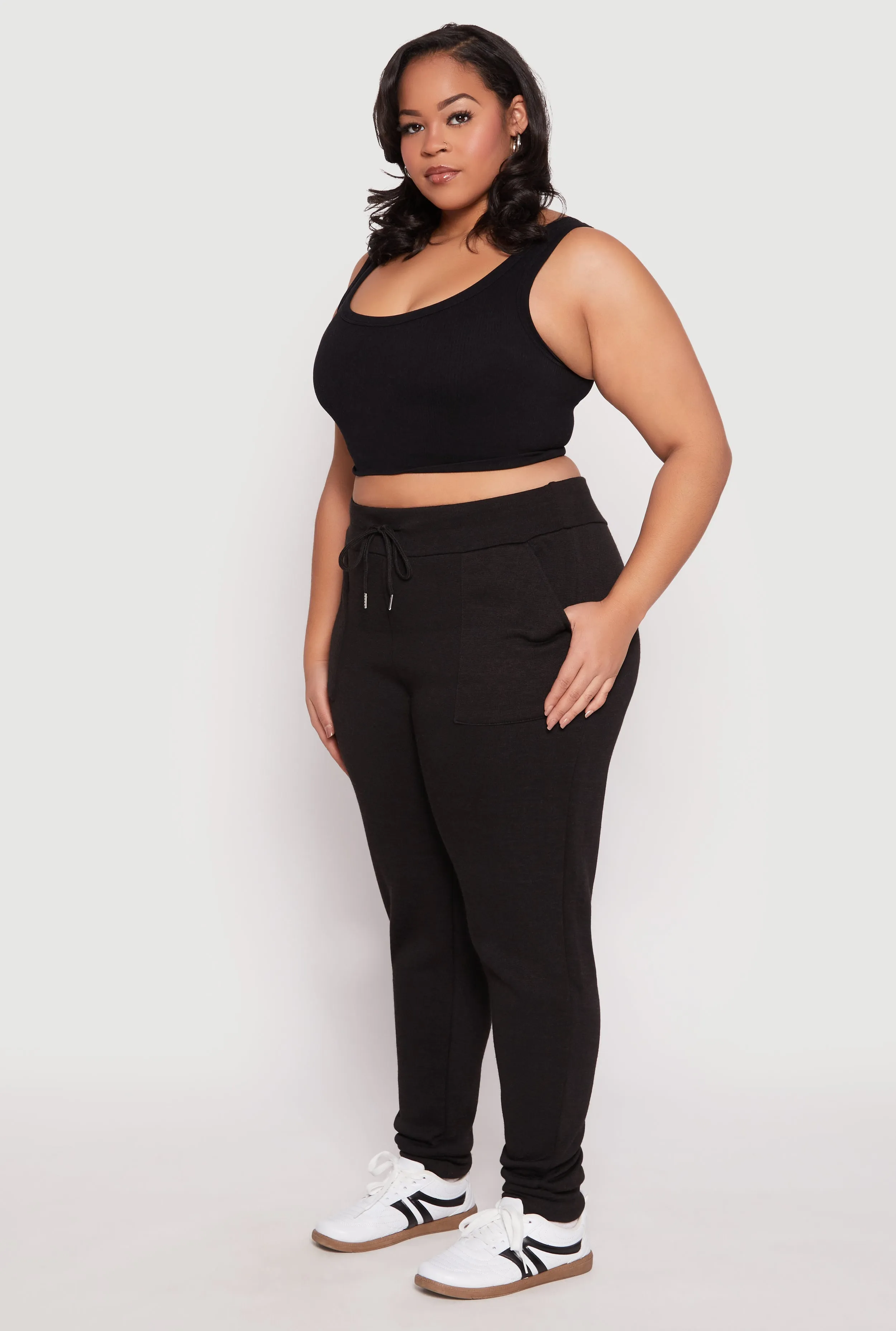 Plus Size Brushed Knit High Waisted Joggers sold by Rainbow product image thumbnail 2
