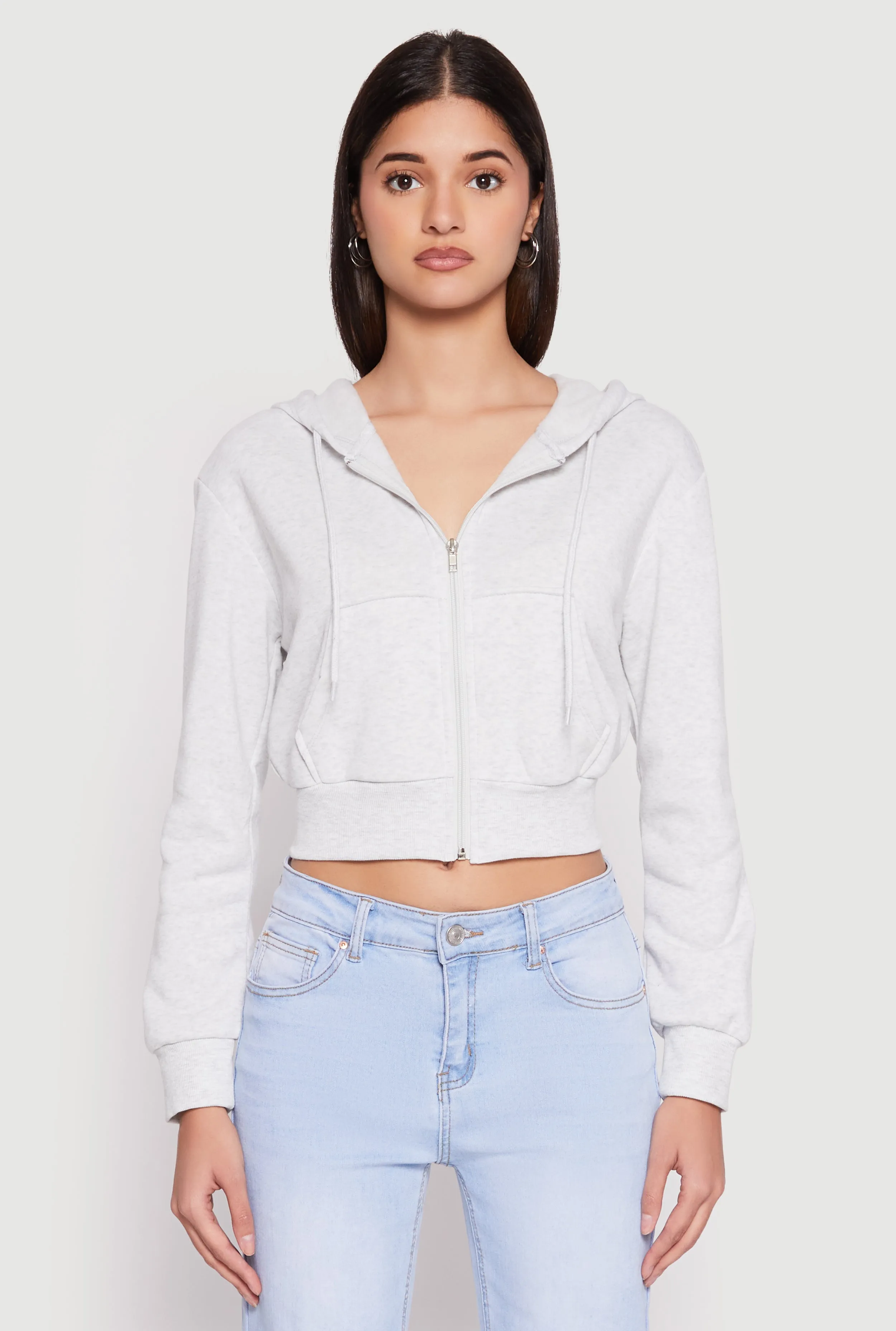 Fleece Zip Front Cropped Hoodie sold by Rainbow product image thumbnail 2