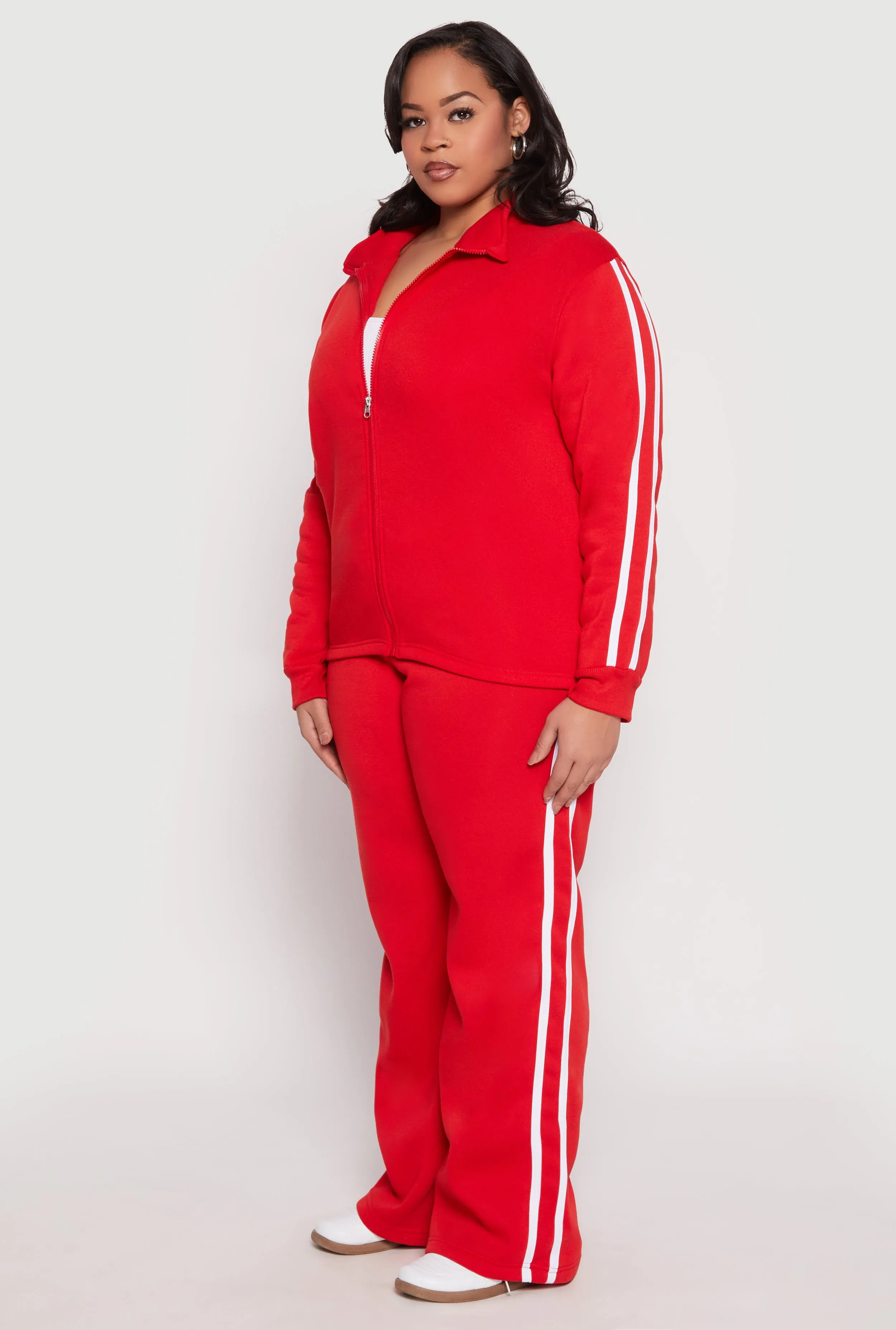 Plus Size Varsity Stripe Zip Front Sweatshirt sold by Rainbow product image thumbnail 3