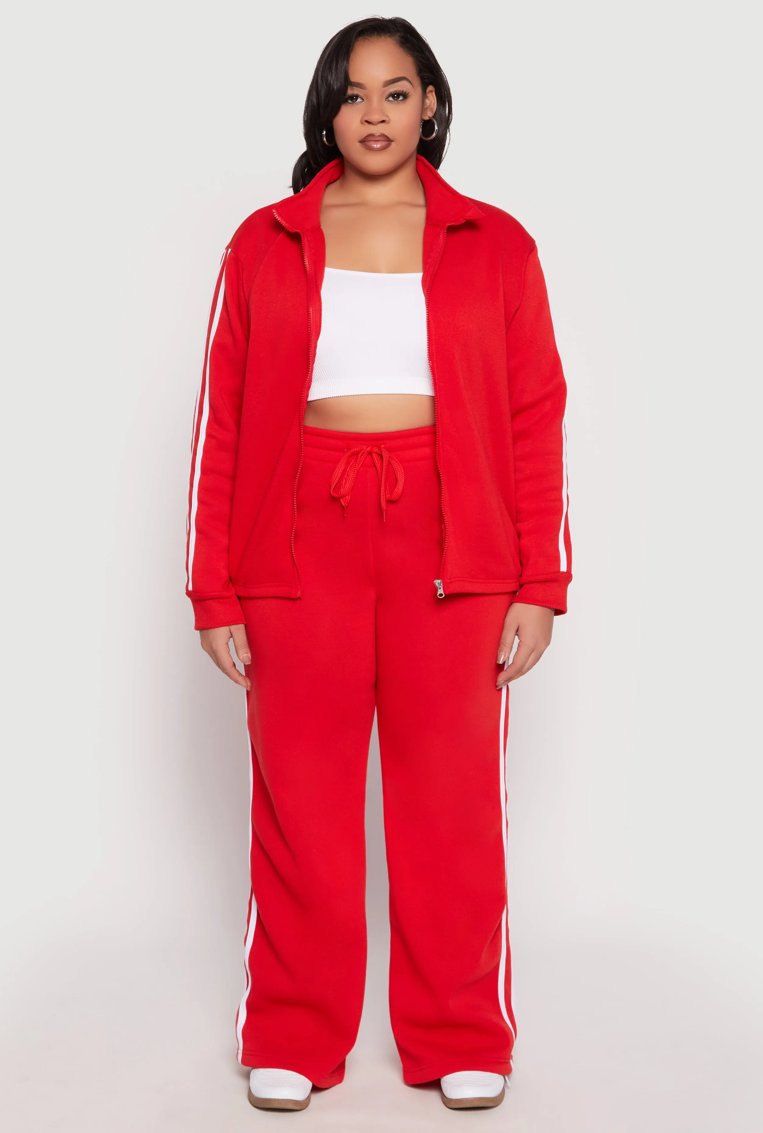 Plus Size Varsity Stripe Zip Front Sweatshirt sold by Rainbow product image thumbnail 2