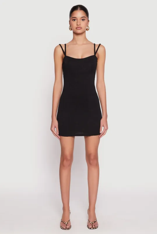 Crepe Knit Strappy Bustier Mini Dress sold by Rainbow