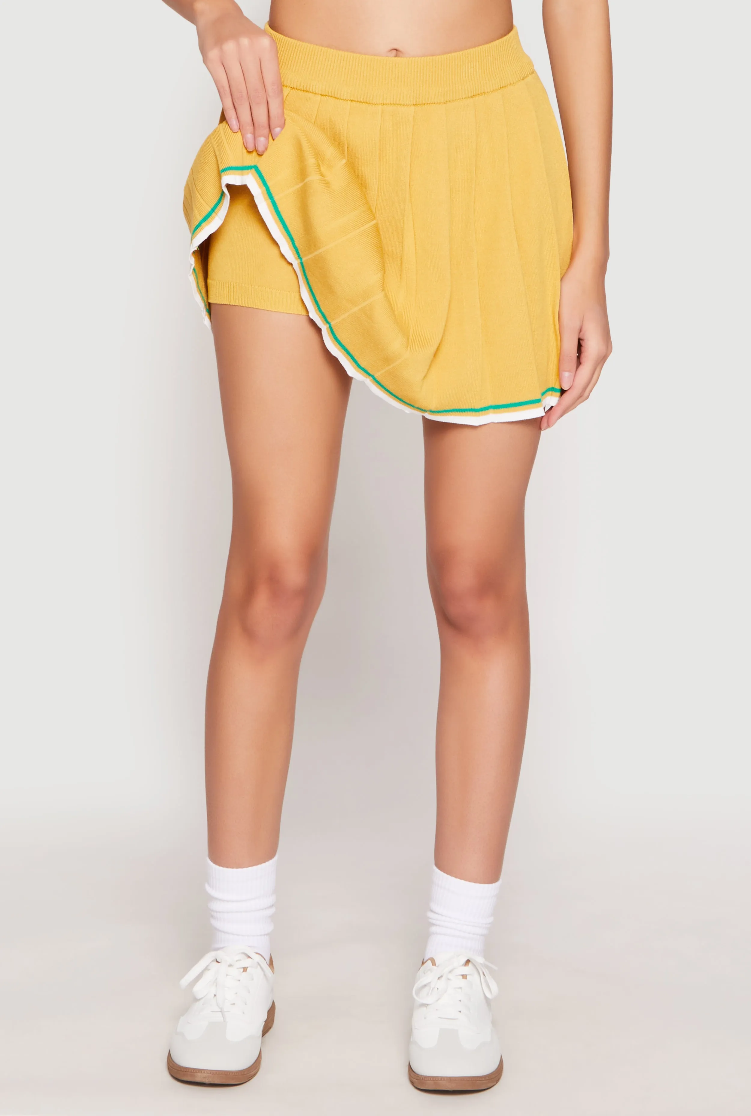 Daisy Knit Varsity Stripe Pleated Skort sold by Rainbow product image thumbnail 3