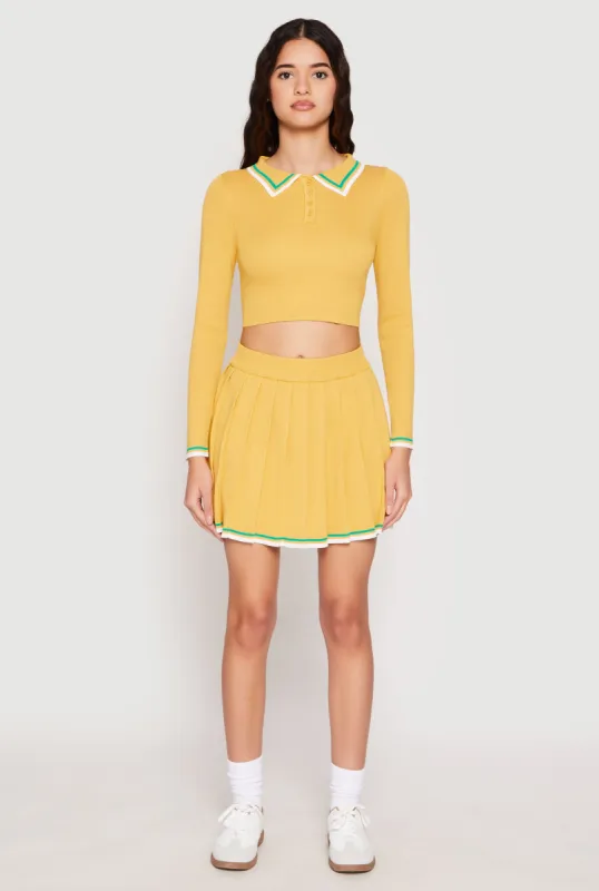 Daisy Knit Varsity Stripe Pleated Skort sold by Rainbow