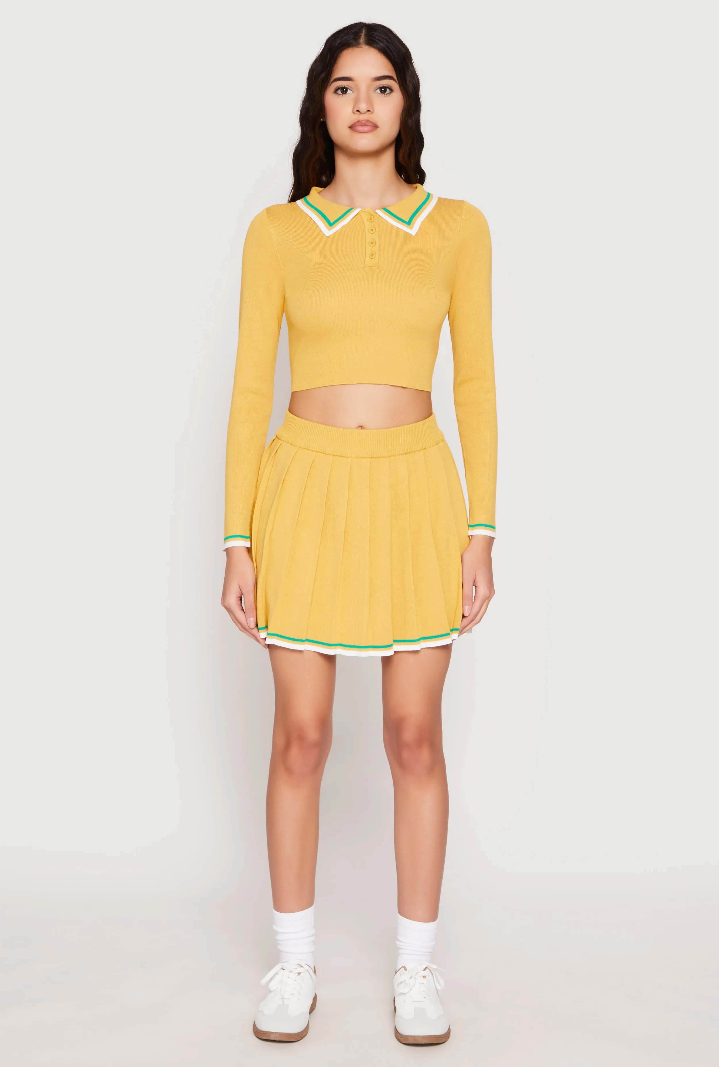 Daisy Knit Varsity Stripe Pleated Skort sold by Rainbow