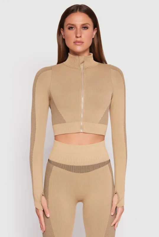 Compression Rib Mock Neck Track Jacket sold by Rainbow