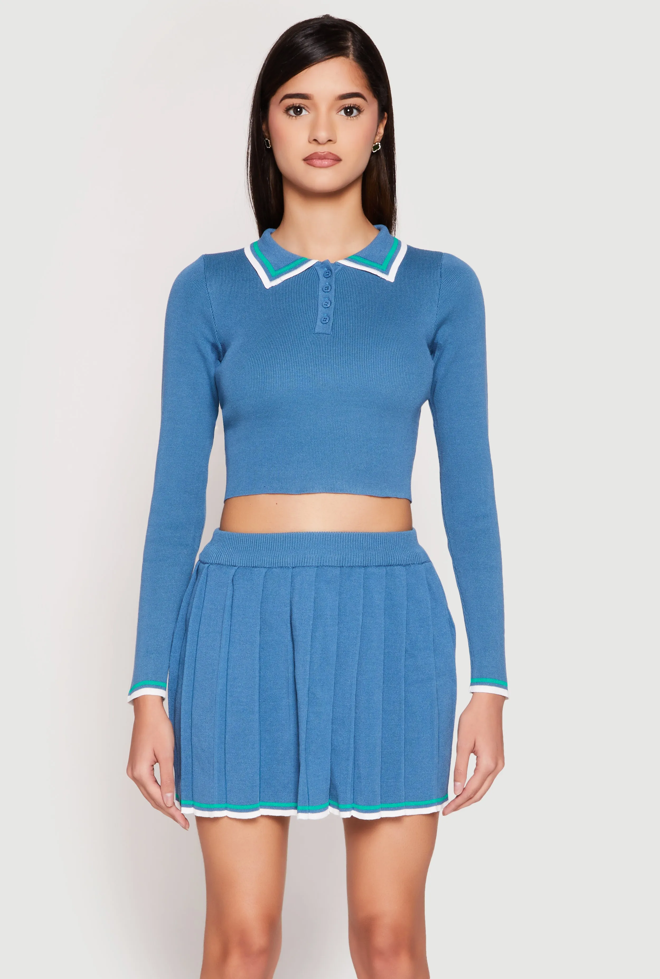 Daisy Varsity Stripe Cropped Polo Shirt sold by Rainbow