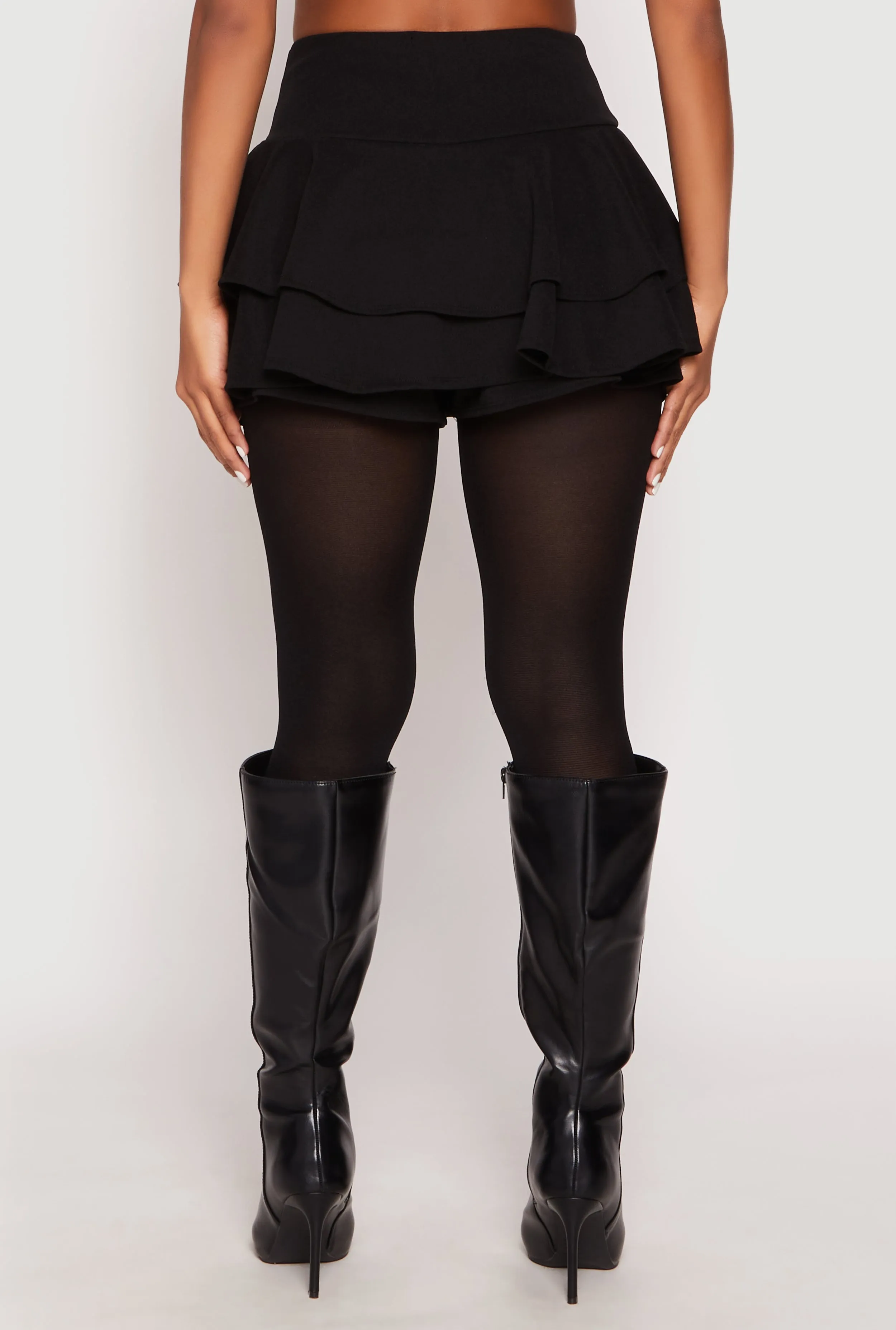 Crepe Knit High Waisted Tiered Skort sold by Rainbow product image thumbnail 5