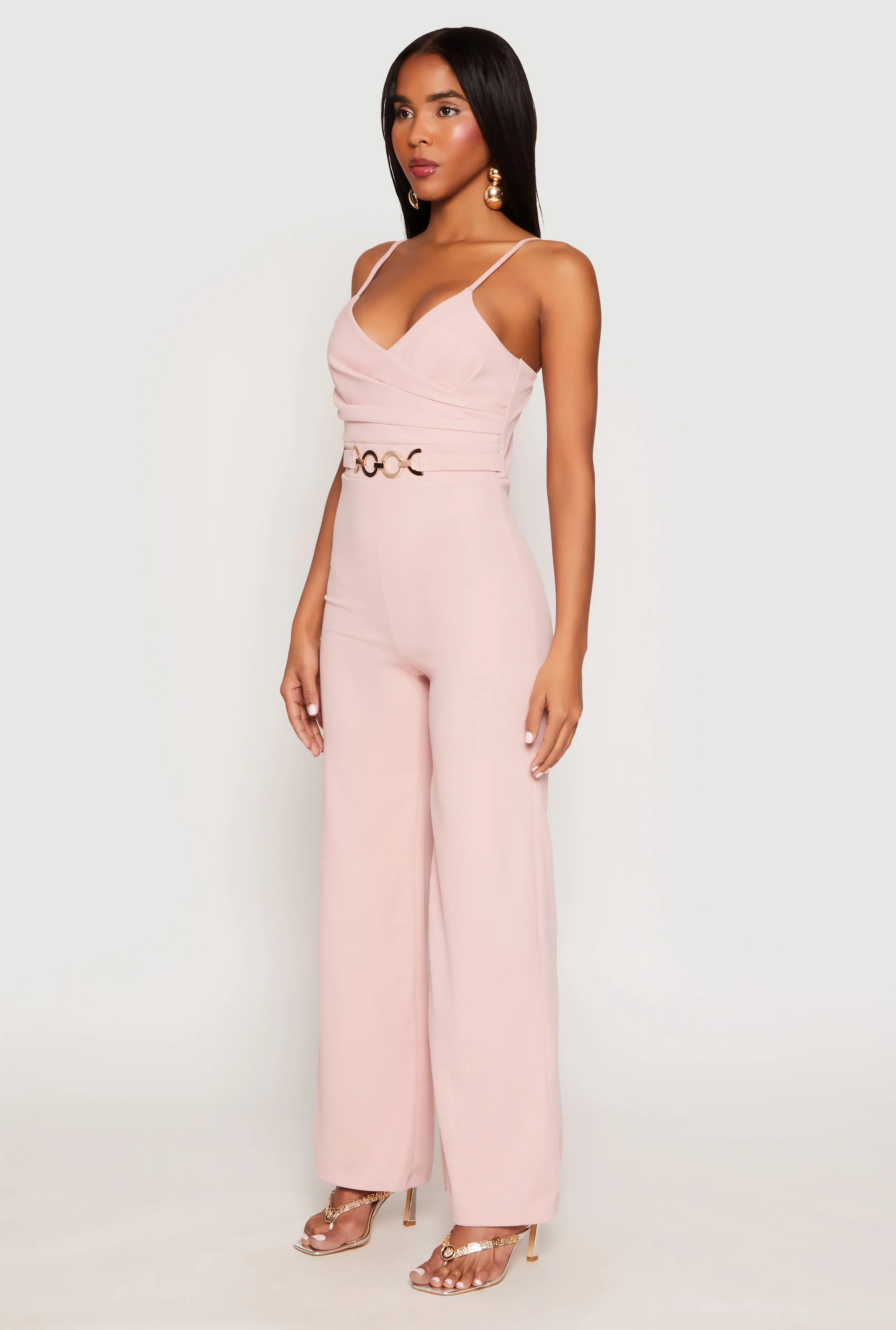 Crepe Knit Chain Belted Front Jumpsuit sold by Rainbow product image thumbnail 2