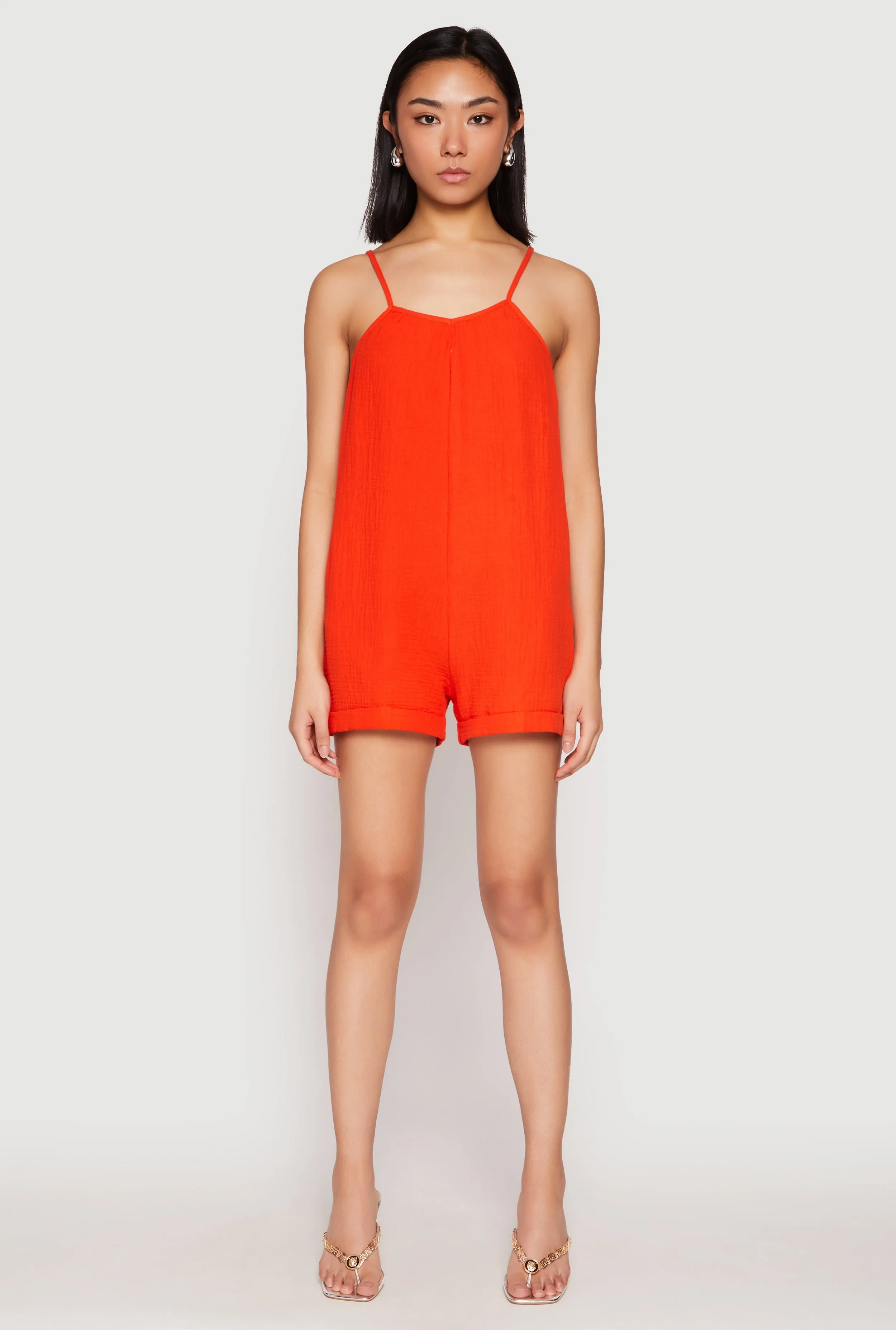 Gauze Knit Side Pocket Romper sold by Rainbow