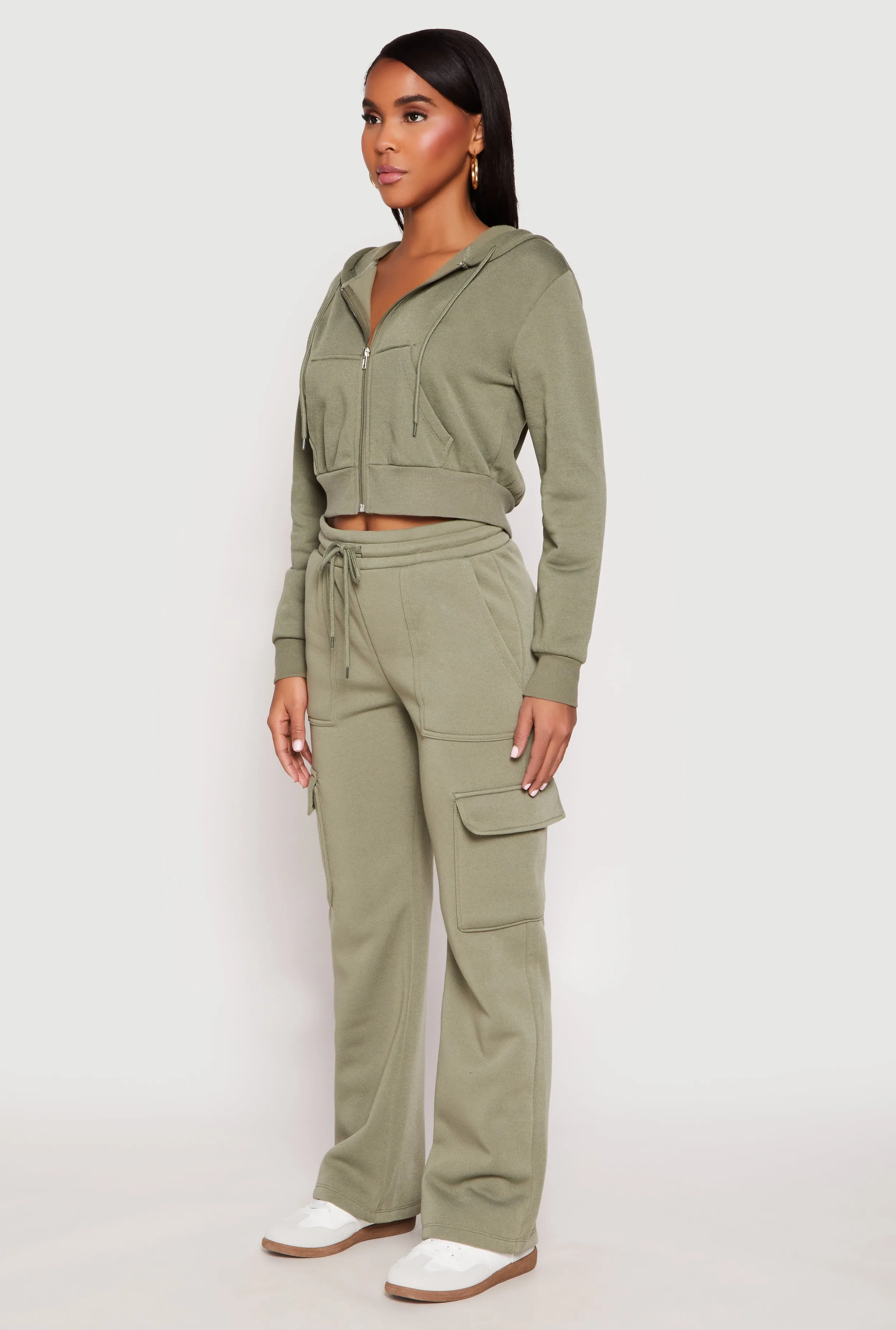 Fleece Zip Front Cropped Hoodie sold by Rainbow product image thumbnail 3