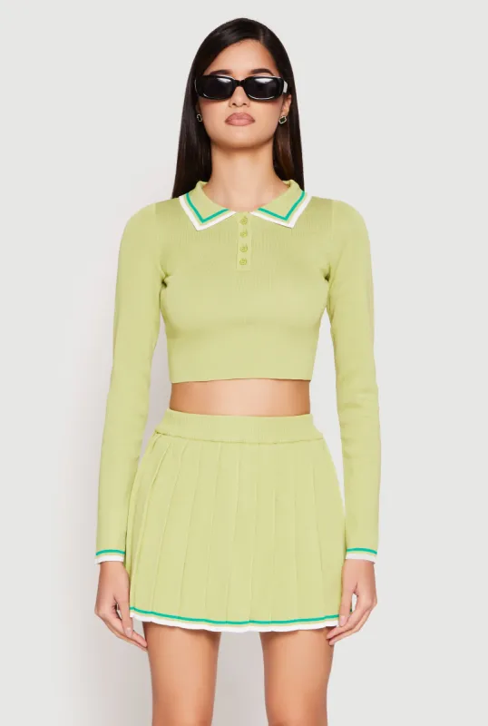 Daisy Varsity Stripe Cropped Polo Shirt sold by Rainbow