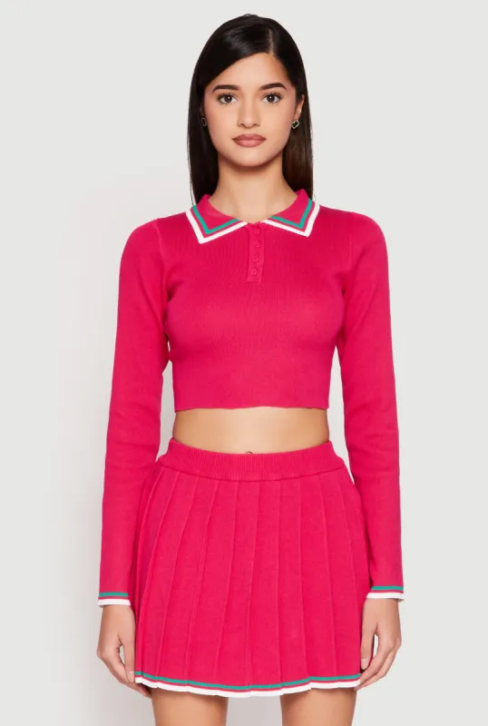 Daisy Varsity Stripe Cropped Polo Shirt sold by Rainbow