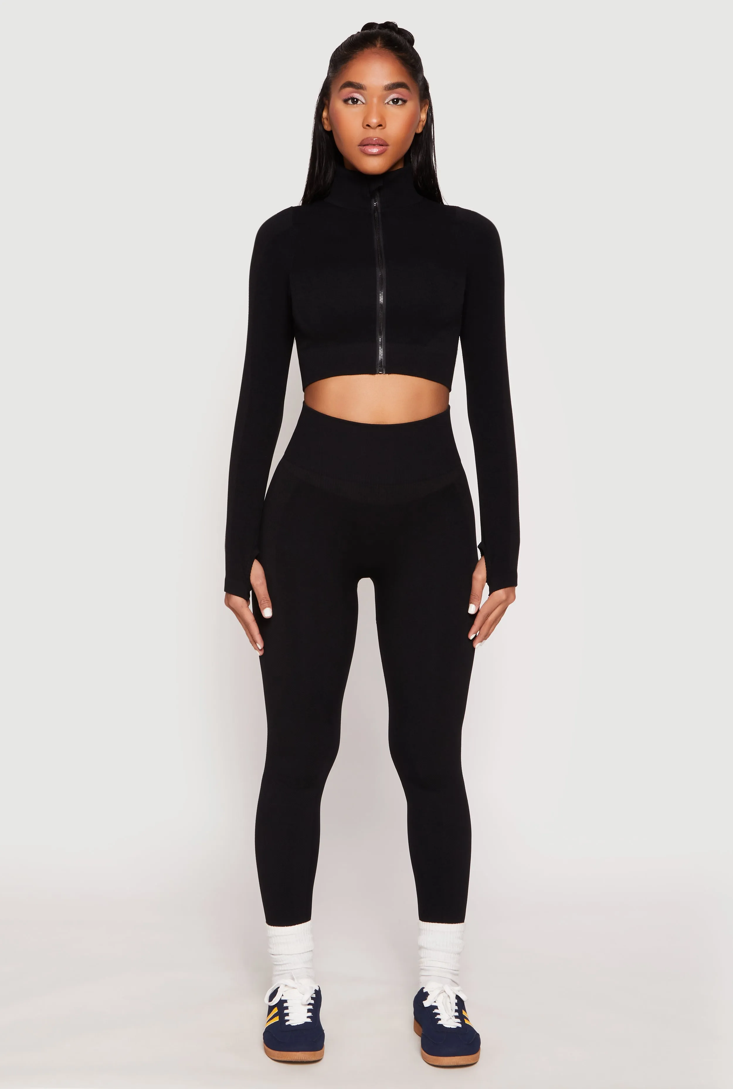 Compression Rib Mock Neck Track Jacket sold by Rainbow product image thumbnail 2