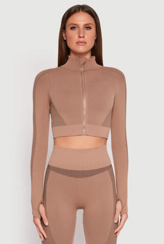 Compression Rib Mock Neck Track Jacket sold by Rainbow