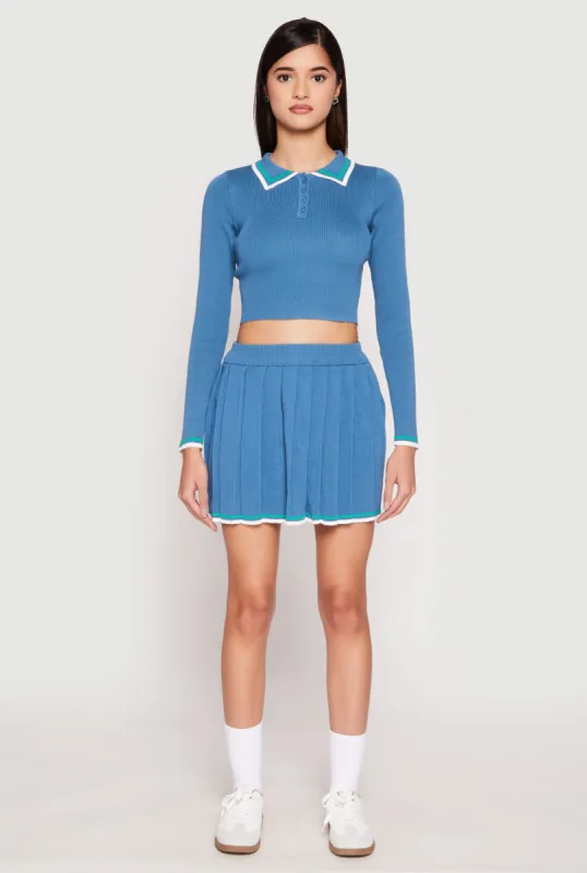 Daisy Knit Varsity Stripe Pleated Skort sold by Rainbow
