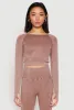 Daisy Seamless Acid Wash Long Sleeve Crop Top sold by Rainbow