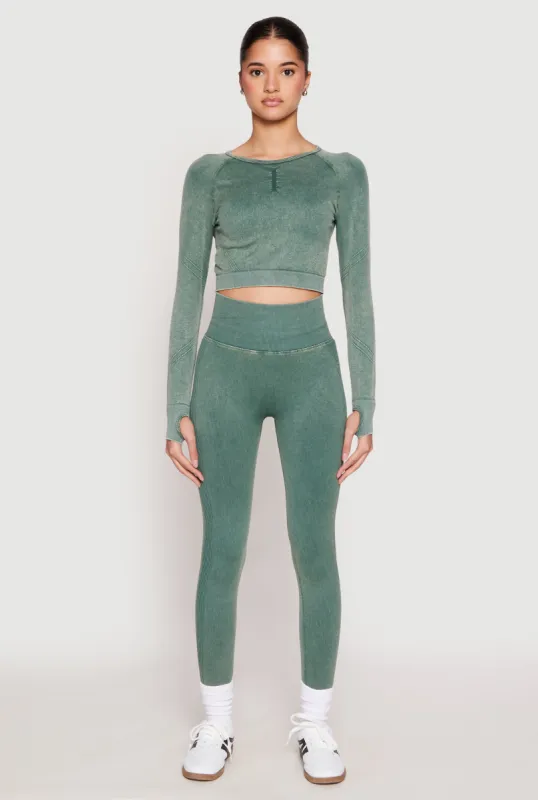 Daisy Seamless Acid Wash High Waist Leggings sold by Rainbow