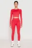 Daisy Seamless Acid Wash Long Sleeve Crop Top sold by Rainbow