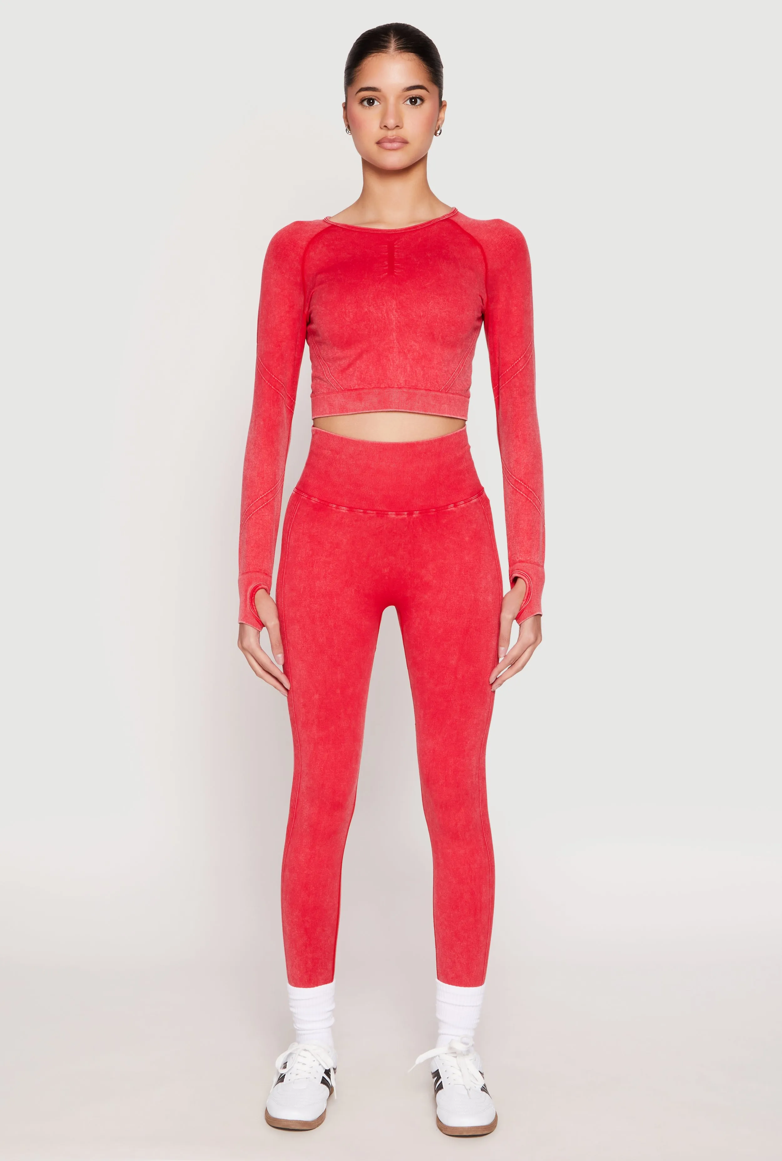 Daisy Seamless Acid Wash Long Sleeve Crop Top sold by Rainbow product image thumbnail 2