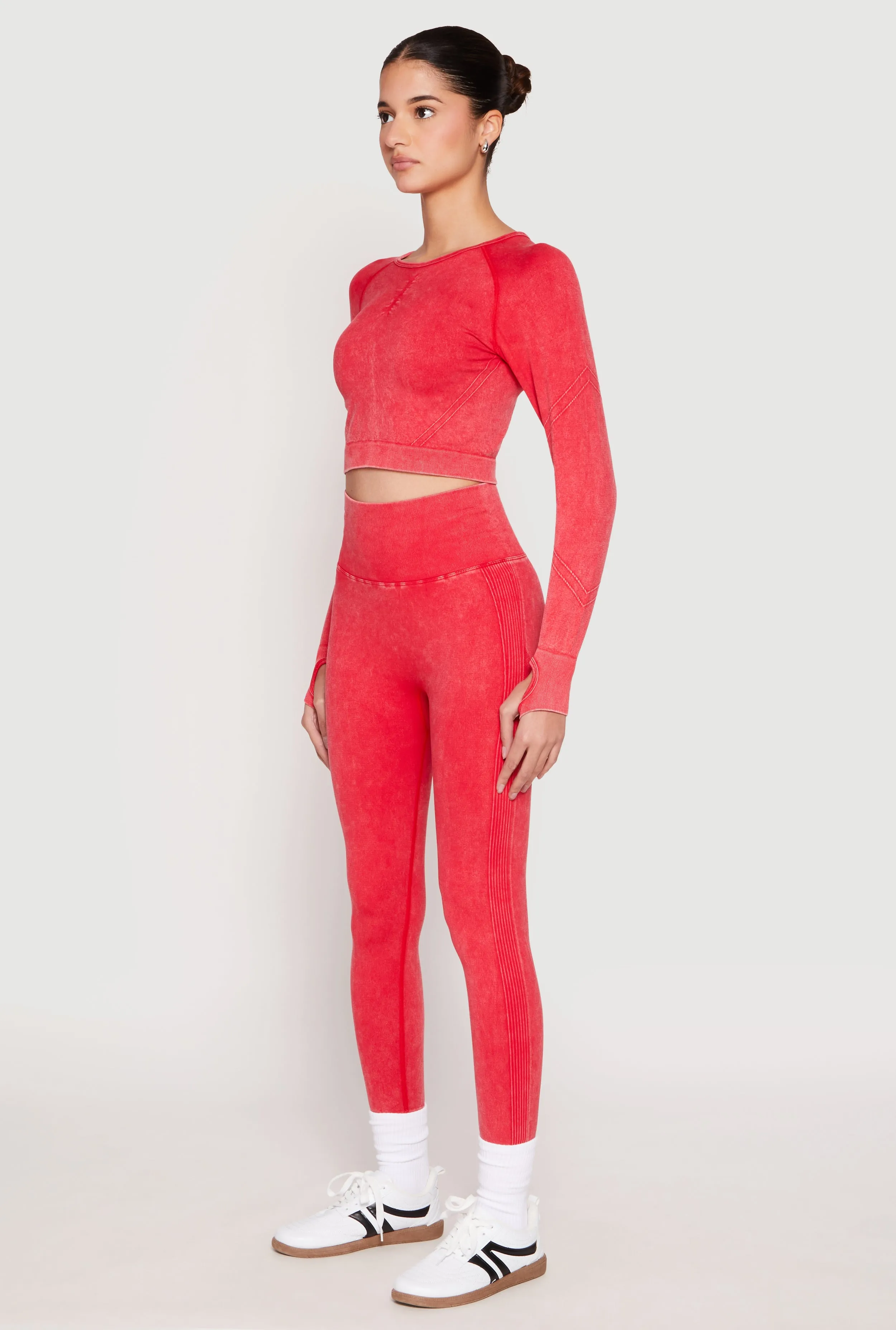 Daisy Seamless Acid Wash Long Sleeve Crop Top sold by Rainbow product image thumbnail 3