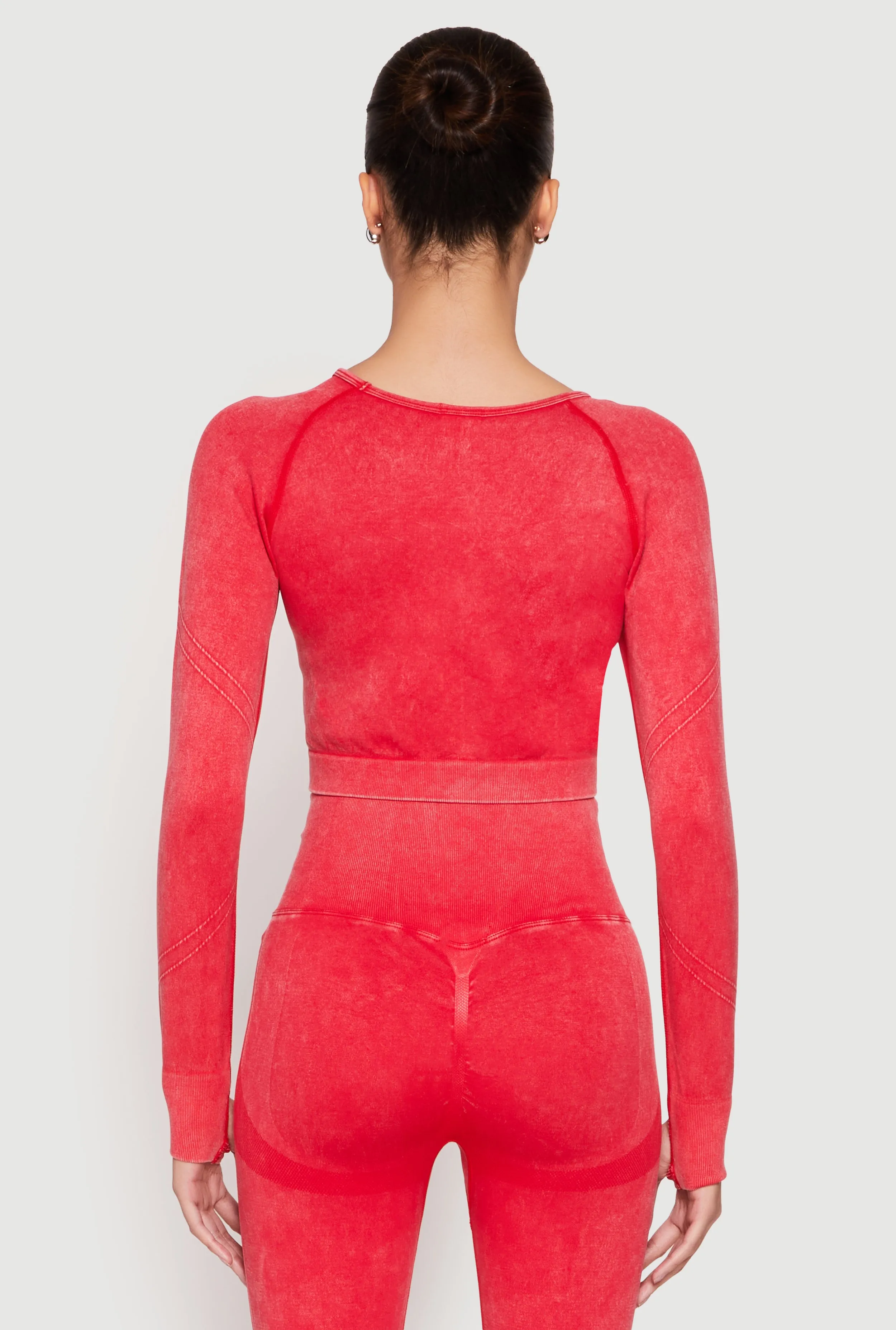 Daisy Seamless Acid Wash Long Sleeve Crop Top sold by Rainbow product image thumbnail 5