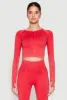 Daisy Seamless Acid Wash Long Sleeve Crop Top sold by Rainbow