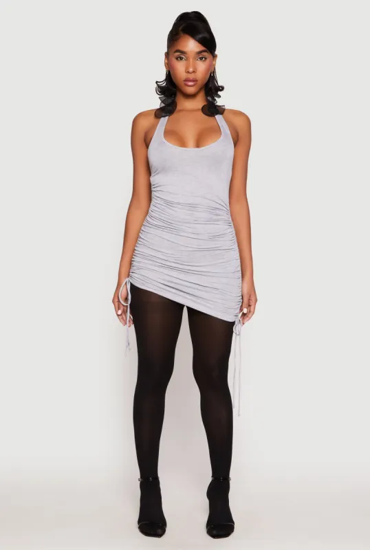 Ruched Side Halter Mini Dress sold by Rainbow