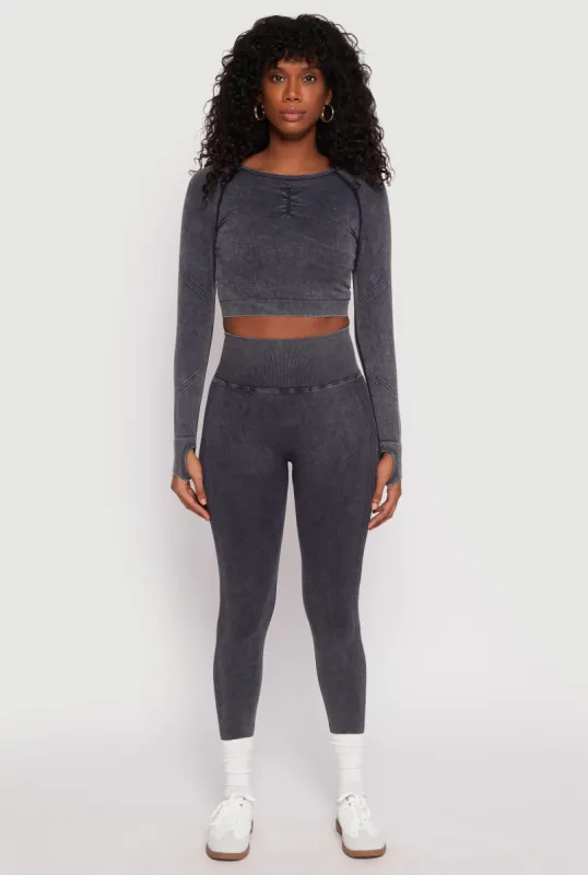 Daisy Seamless Acid Wash High Waist Leggings sold by Rainbow