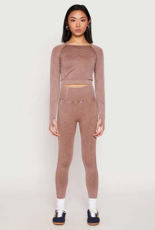 Daisy Seamless Acid Wash High Waist Leggings sold by Rainbow