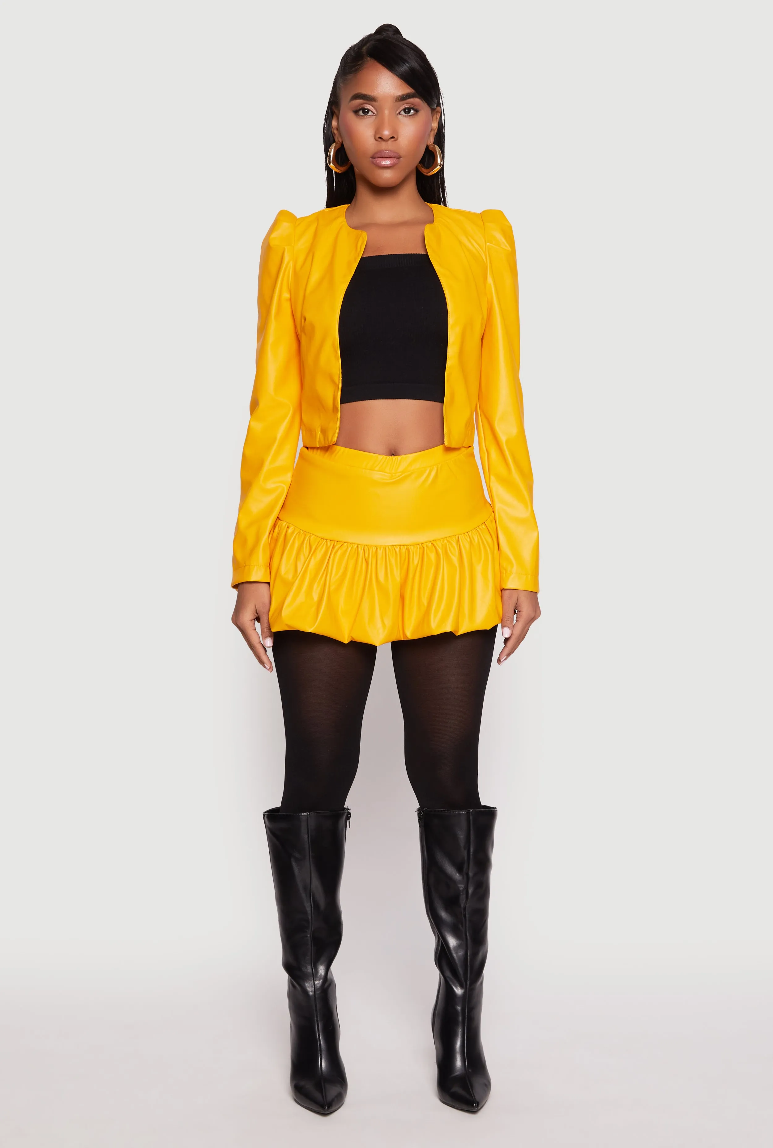 Faux Leather Bubble Mini Skort sold by Rainbow