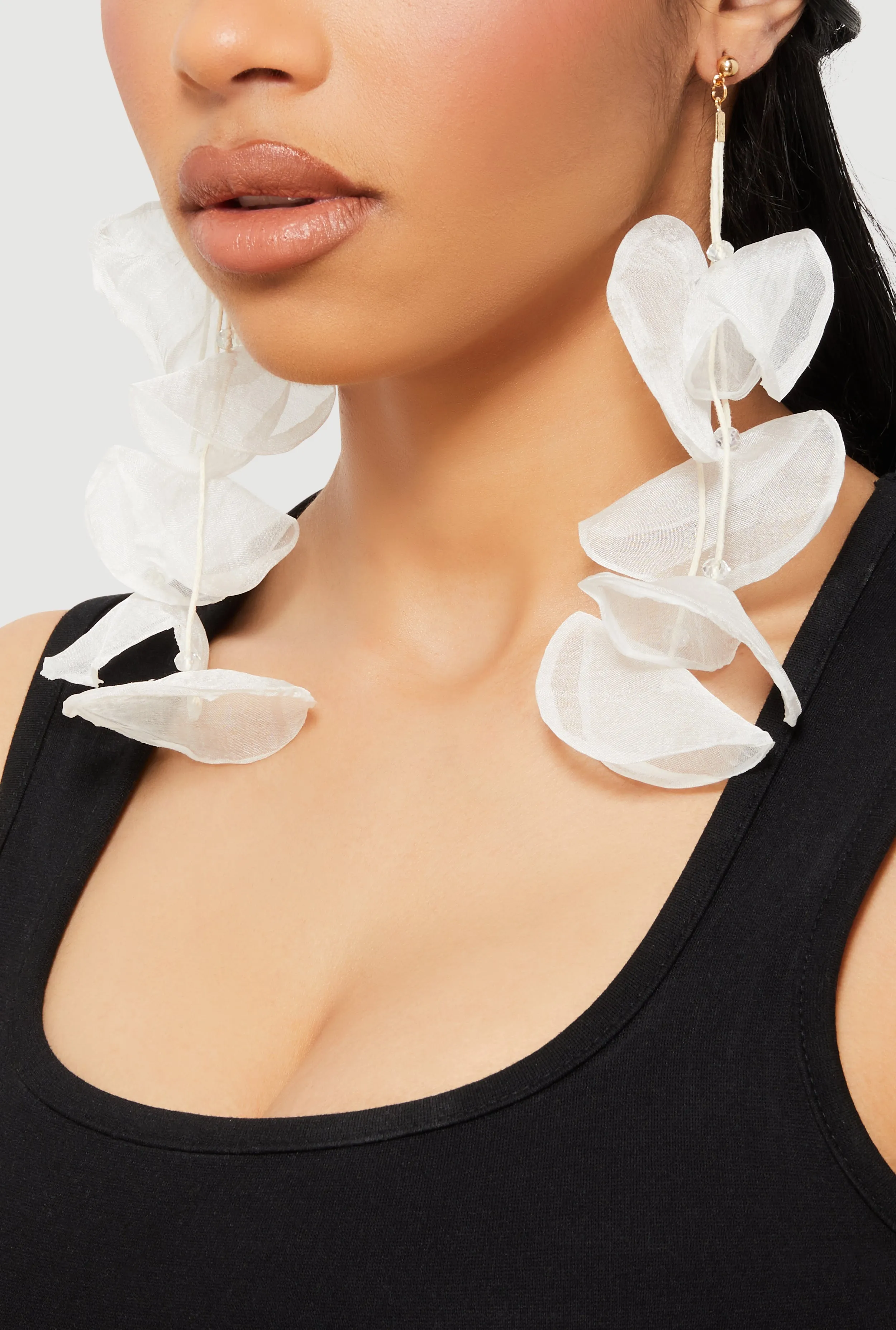 Tiered Organza Petal Drop Earrings sold by Rainbow product image thumbnail 2