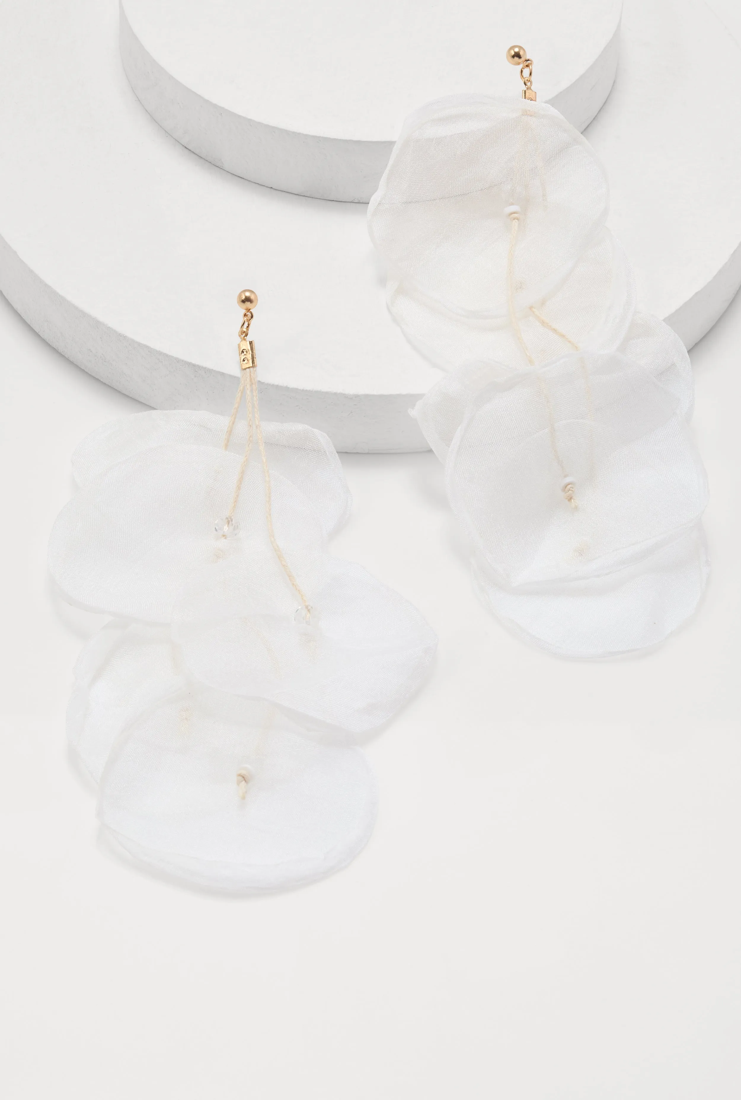 Tiered Organza Petal Drop Earrings sold by Rainbow