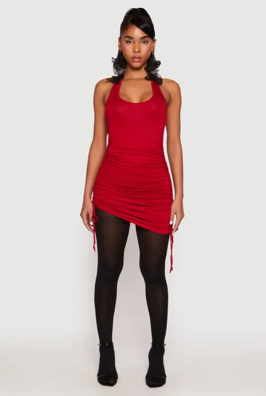 Ruched Side Halter Mini Dress sold by Rainbow